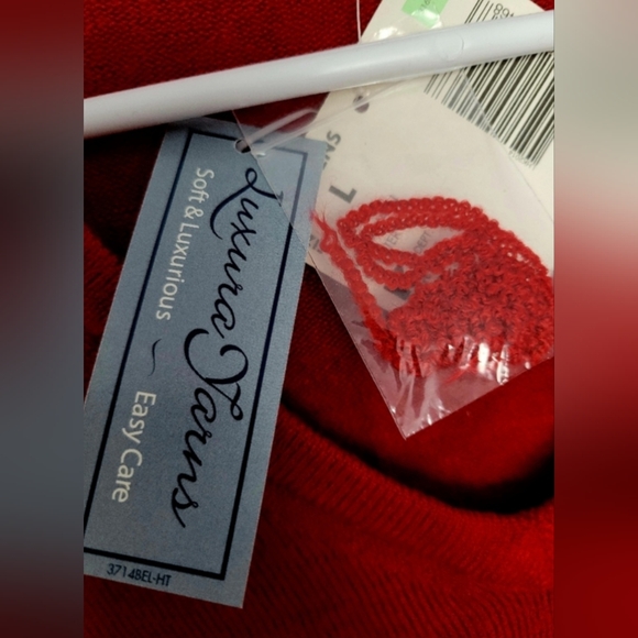 Basic Edition Luxurious Yarns Women's 100%Acryl V - Neck Sweater Soft Red Large - Picture 15 of 16